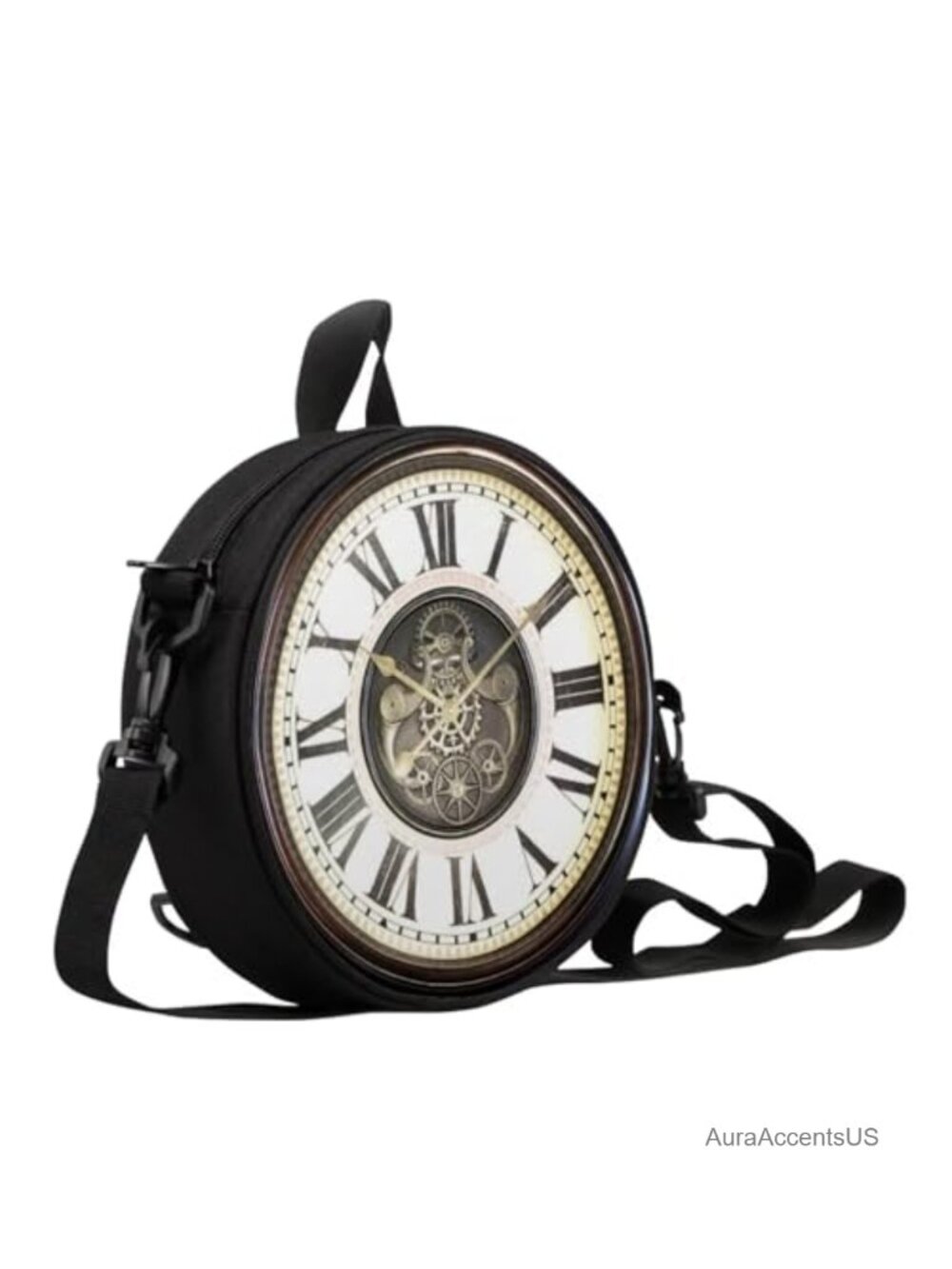 Novelty Clock Shape Zippered Tote Handbag Shoulder Bag for Women